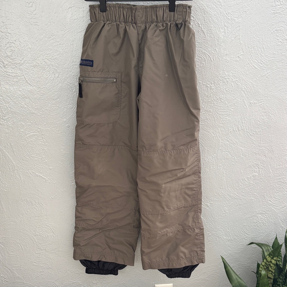 Vintage Columbia Tan Youth Large Snow Pants Lightweight Waterproof Nylon